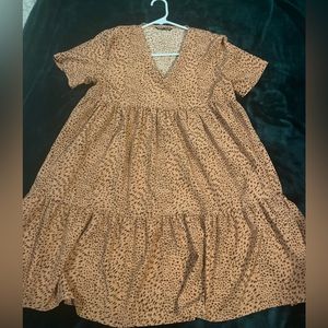 Animal Print Lightweight Tiered Swing Dress